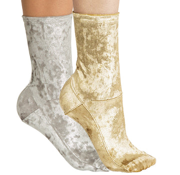 Darner 2-PACK PACKAGE SET - GOLD & SILVER Crushed Velvet Socks