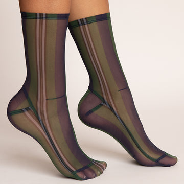 Darner Aurora Blue & Green Stripes Mesh Socks