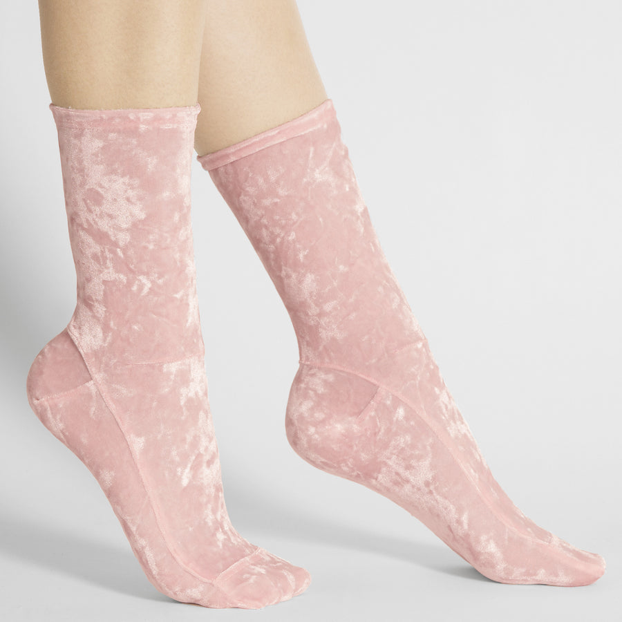 Darner Blush Pink Crushed Velvet socks - Darner Socks 