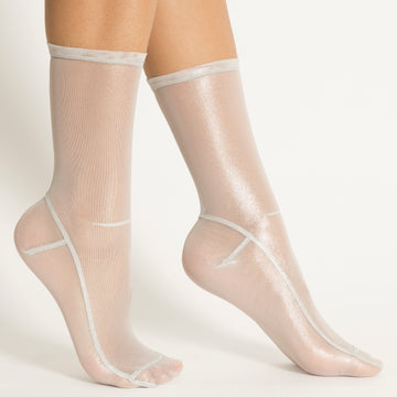 Darner White Foil Mesh Socks - Darner Socks 