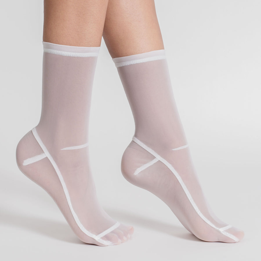 Darner Solid White Mesh Socks - Darner Socks 