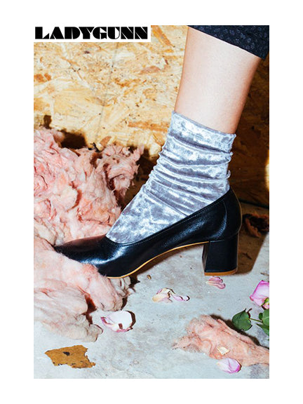 Darner Silver Velvet Socks featured in LADYGUNN