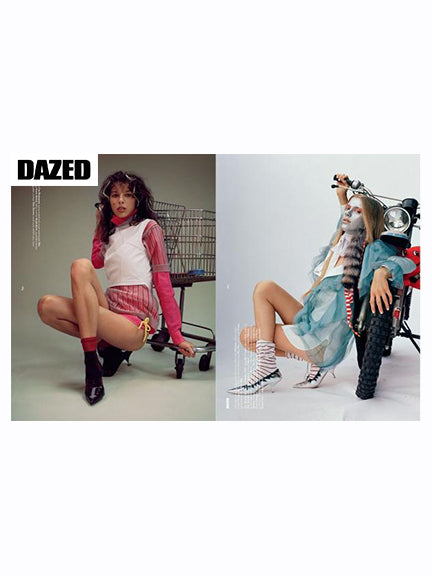 Darner Red Mesh Socks Featured In Dazed Magazine