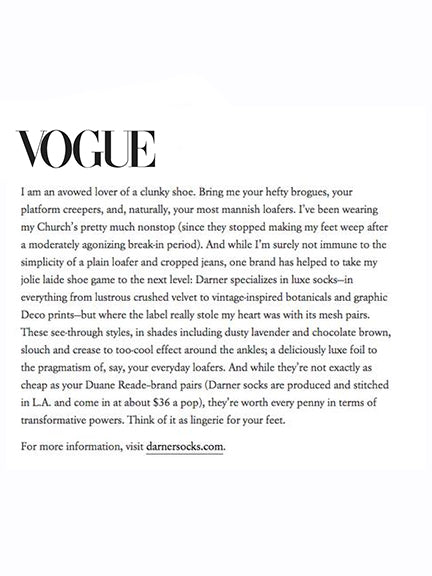 Darner Socks Write Up On Vogue