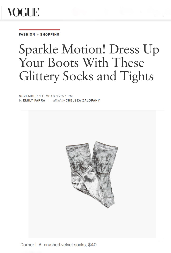 Darner Silver Velvet Socks in Vogue