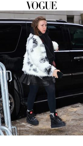 Lena Dunham In Darner Silver Velvet Socks In Vogue