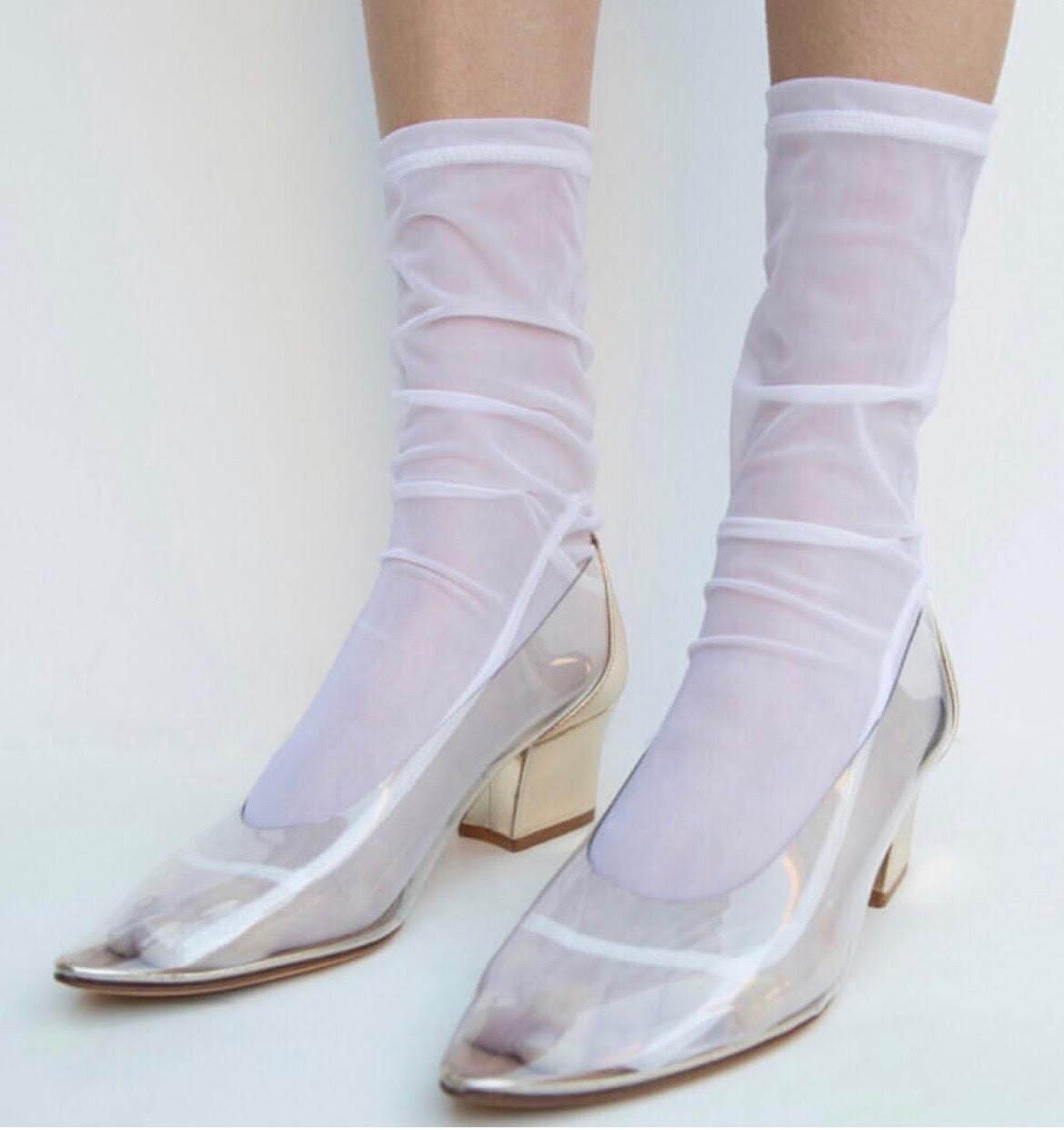 Darner Solid White Mesh Socks - Darner Socks 