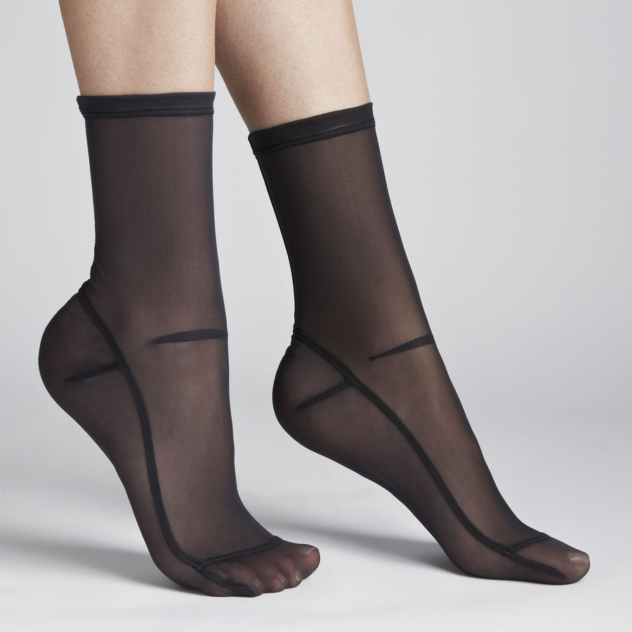 Darner Solid Black Mesh socks - Darner Socks 
