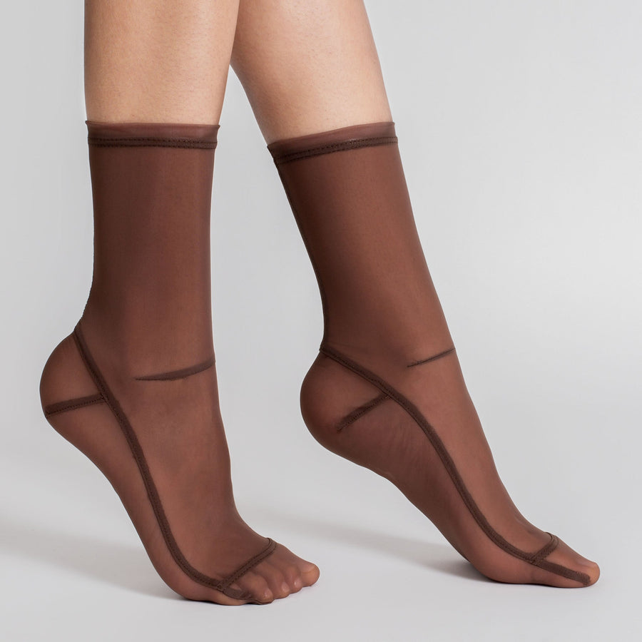 Darner Solid Brown Mocha Mesh Socks - Darner Socks 