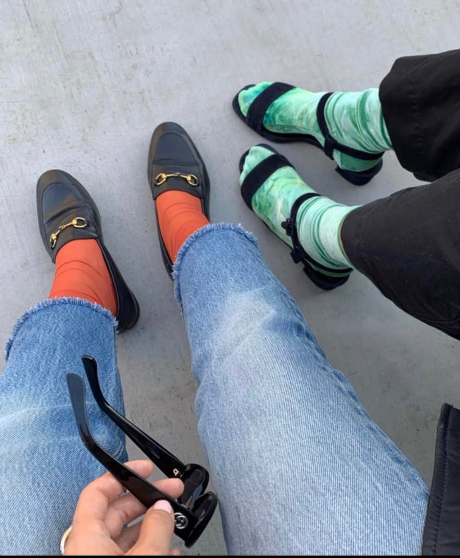 Darner Solid Burnt Orange Mesh Socks