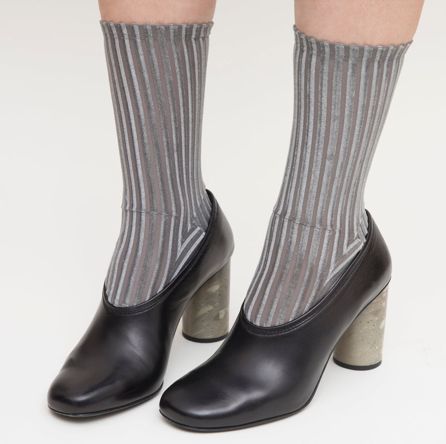 Darner Gray Ribbed Velvet Socks - Darner Socks 