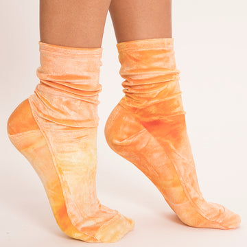 Darner Orange Tie-Dye Velvet Socks - Darner Socks 