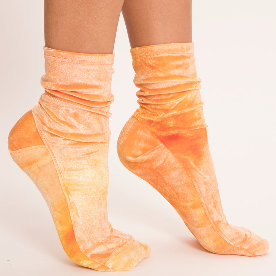 Darner Orange Tie-Dye Velvet Socks - Darner Socks 