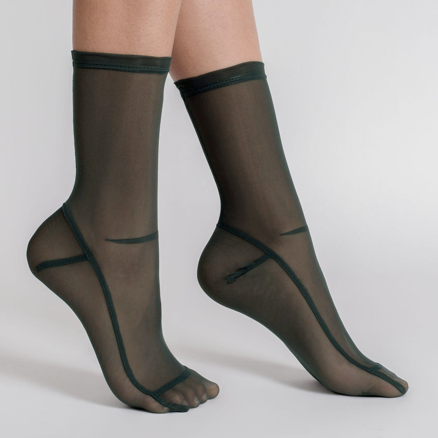 Darner Solid Dark Green Mesh Socks - Darner Socks 