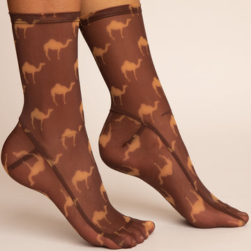 Darner Brown Camels Mesh Socks