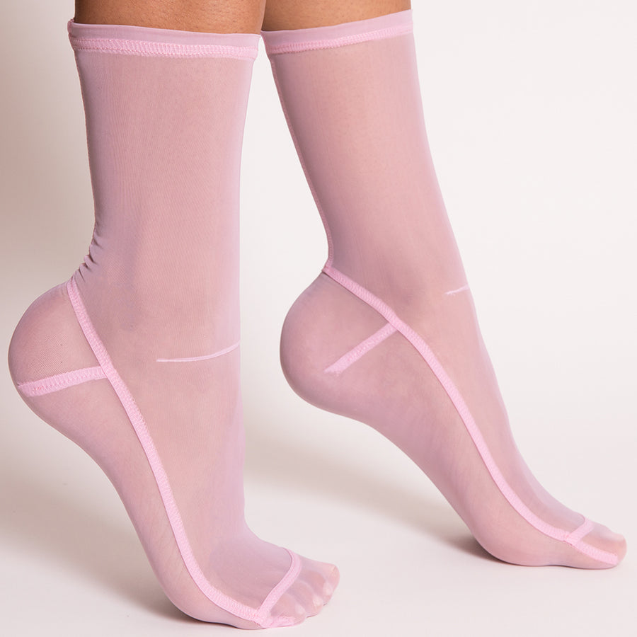 Darner Solid Pink Mesh Socks