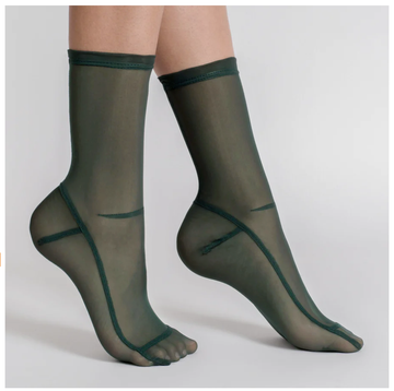 Darner Solid Dark Green Mesh Socks