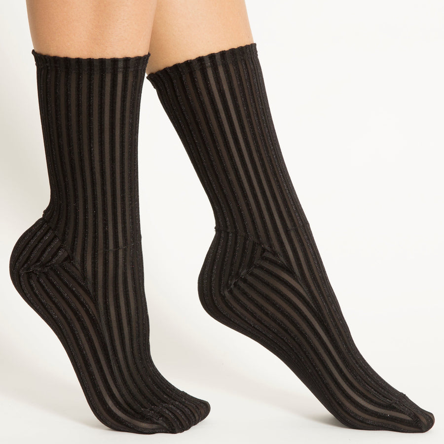Darner Black Ribbed Velvet socks - Darner Socks 