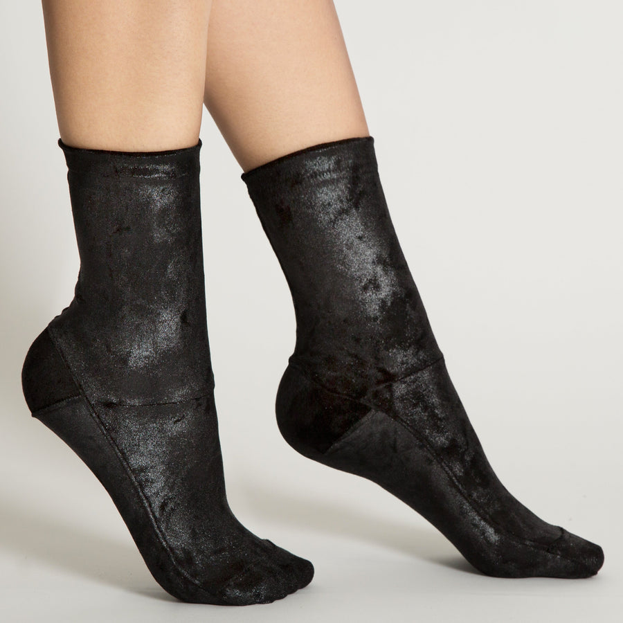 SAMPLE Black Crushed Velvet Socks
