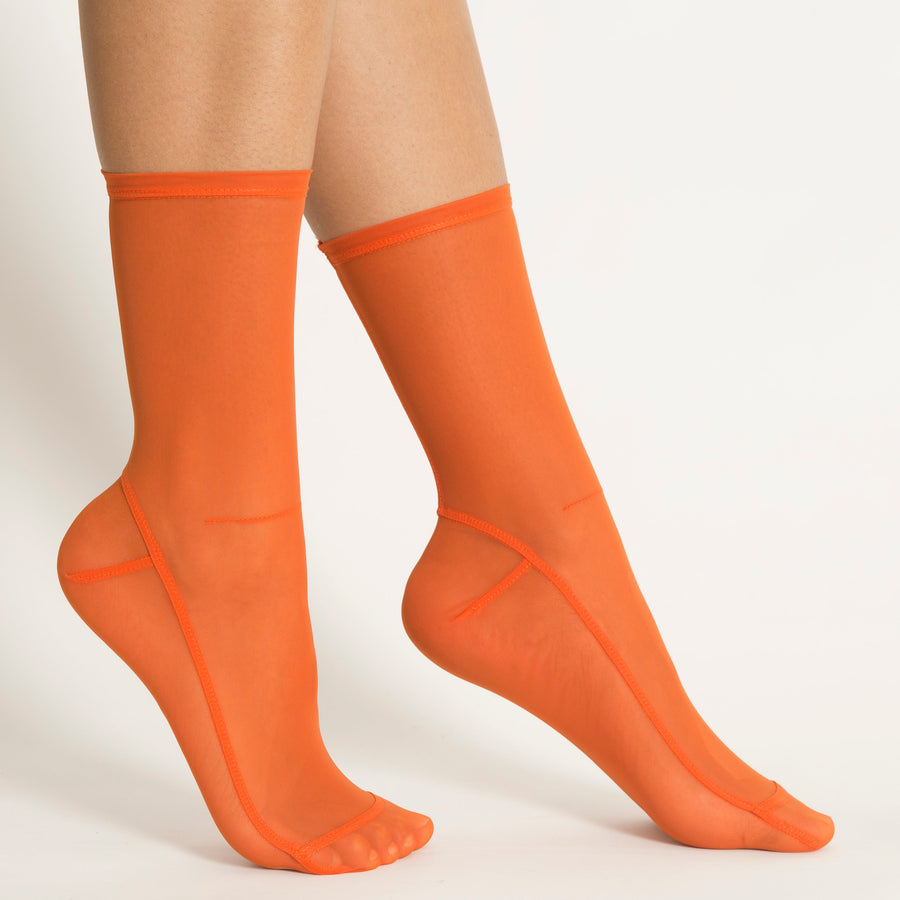 Darner Solid Clementine Mesh Socks - Darner Socks 