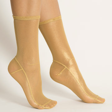 Darner Light Gold Foil Mesh Socks - Darner Socks 