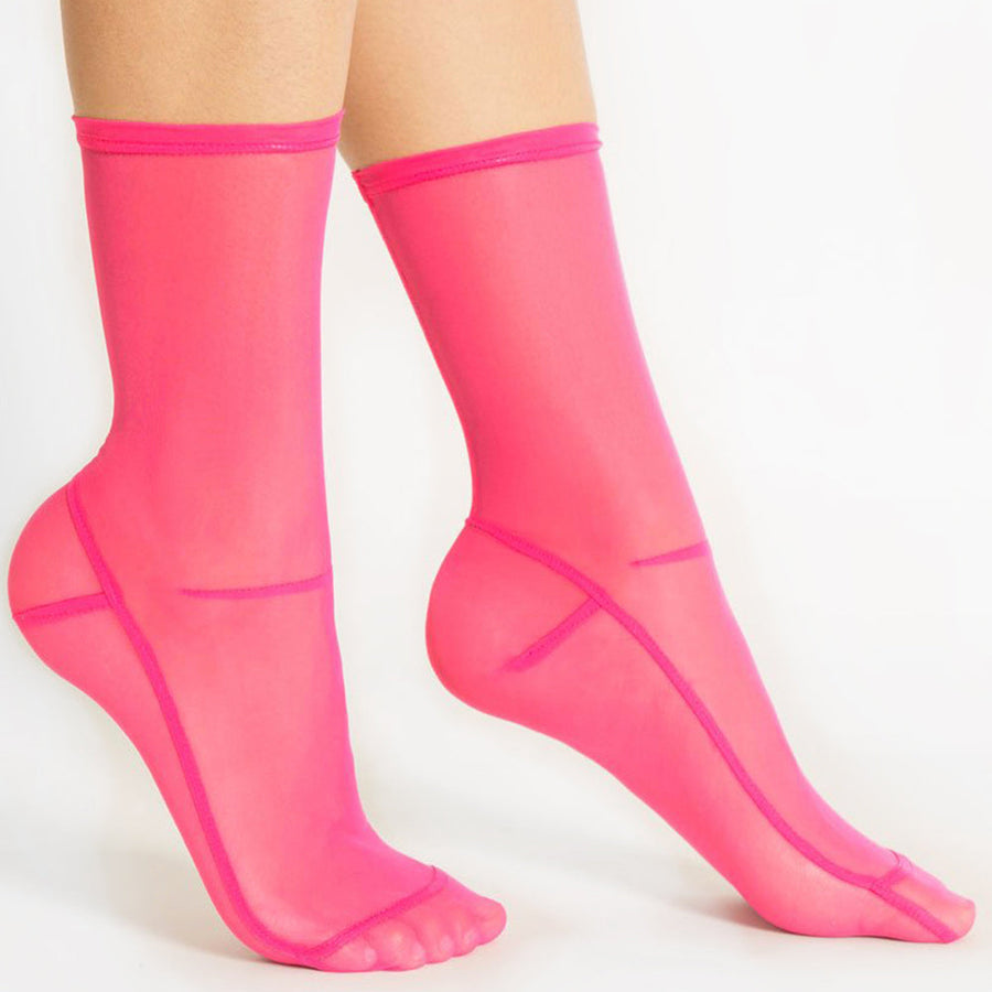 SAMPLE Solid Hot Fuchsia Pink Mesh Socks