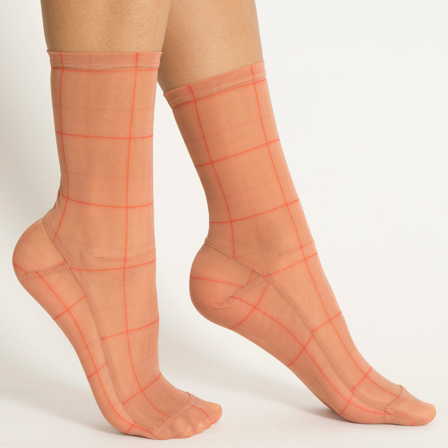 Darner Caramel Plaid Mesh Socks - Darner Socks 