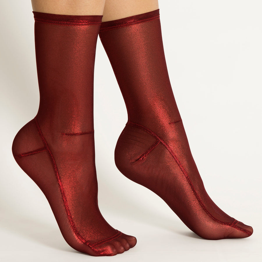 Darner Rouge Red Foil Mesh Socks - Darner Socks 