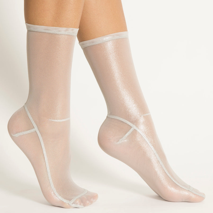 Darner White Foil Mesh Socks - Darner Socks 