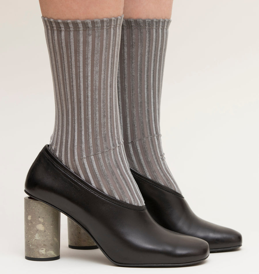 Darner Gray Ribbed Velvet Socks - Darner Socks 
