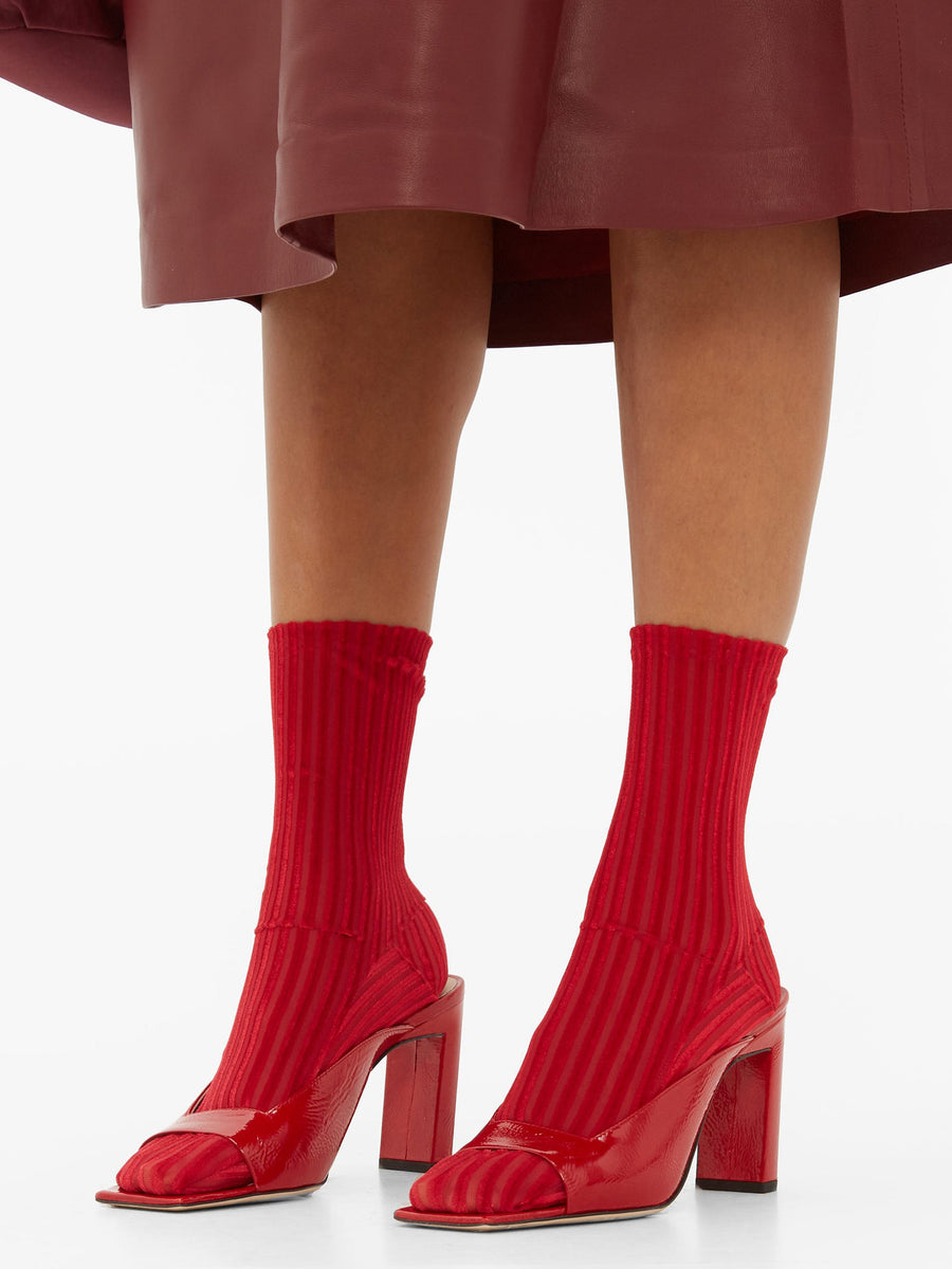Darner Red Ribbed Velvet socks - Darner Socks 
