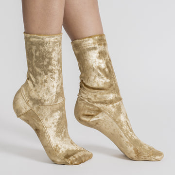 Darner Gold Crushed Velvet Socks - Darner Socks 