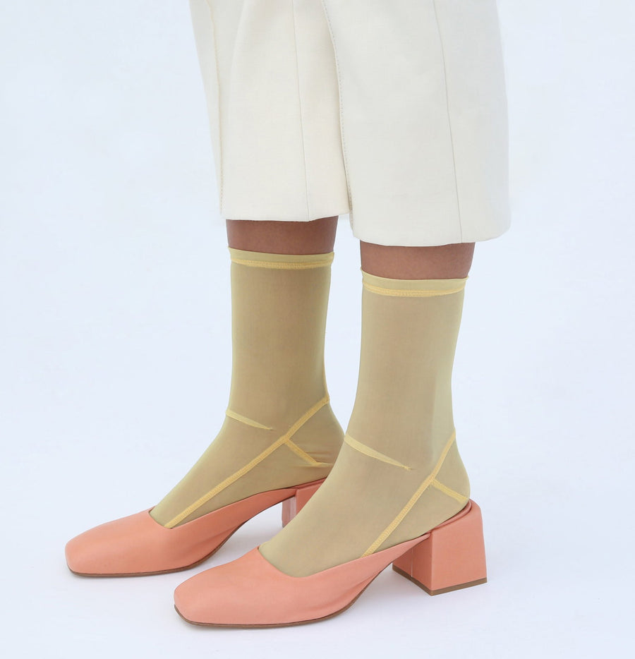 Darner Solid Yellow Mesh Socks - Darner Socks 