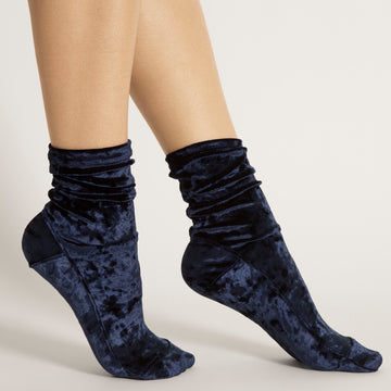 Darner Midnight Blue Crushed Velvet Socks