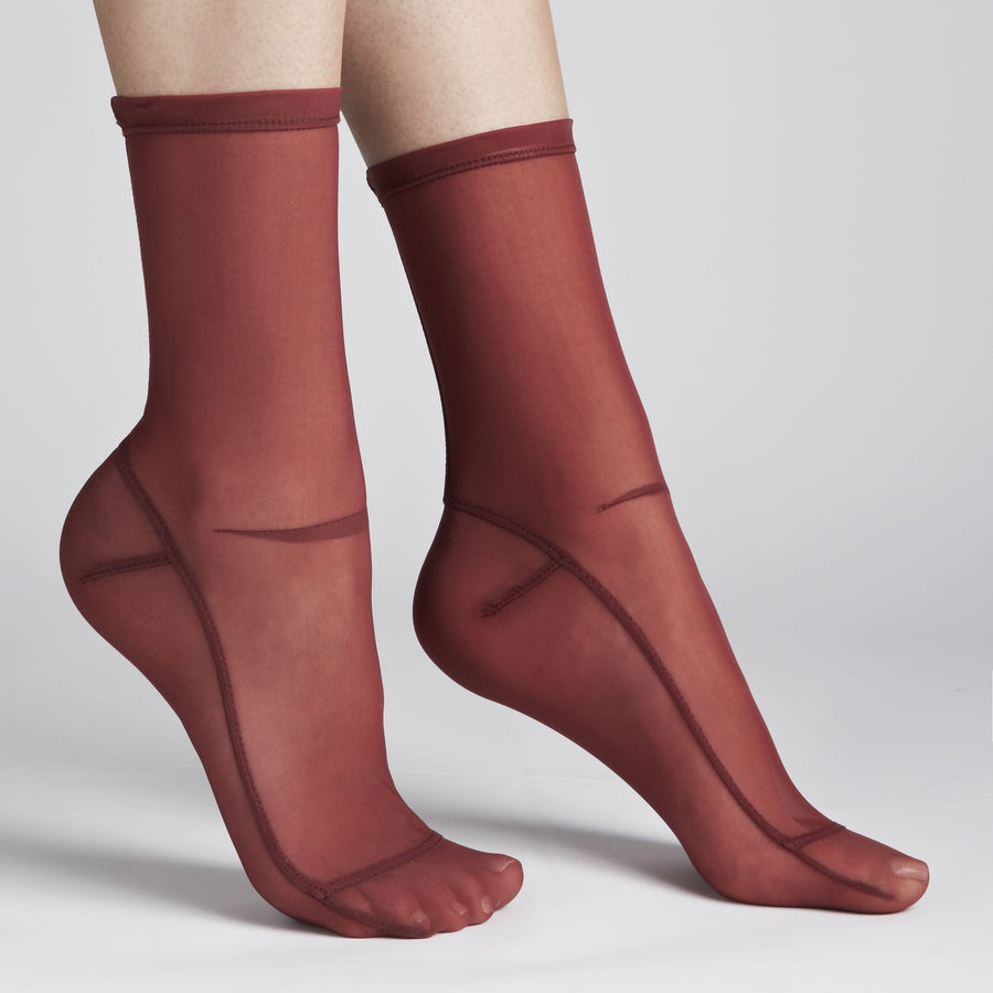 Darner Solid Vamp Red Mesh Socks - Darner Socks 