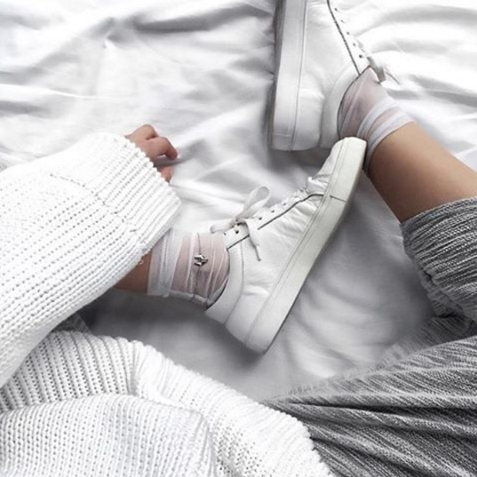 Darner Solid White Mesh Socks - Darner Socks 