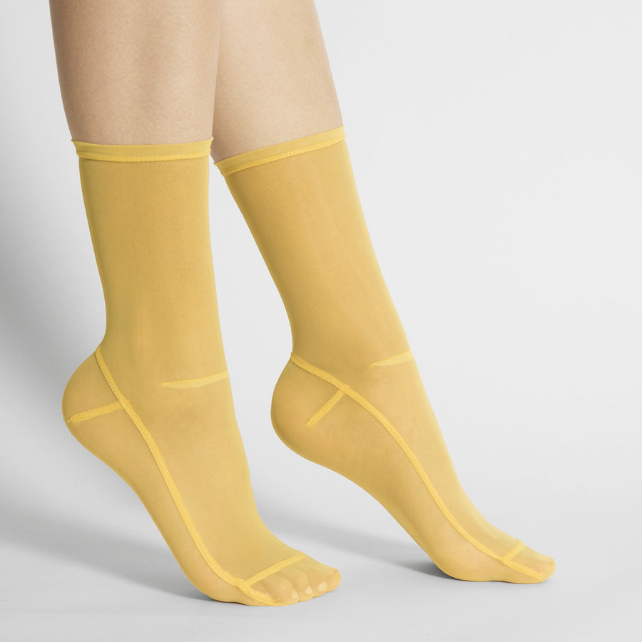 Darner Solid Yellow Mesh Socks - Darner Socks 