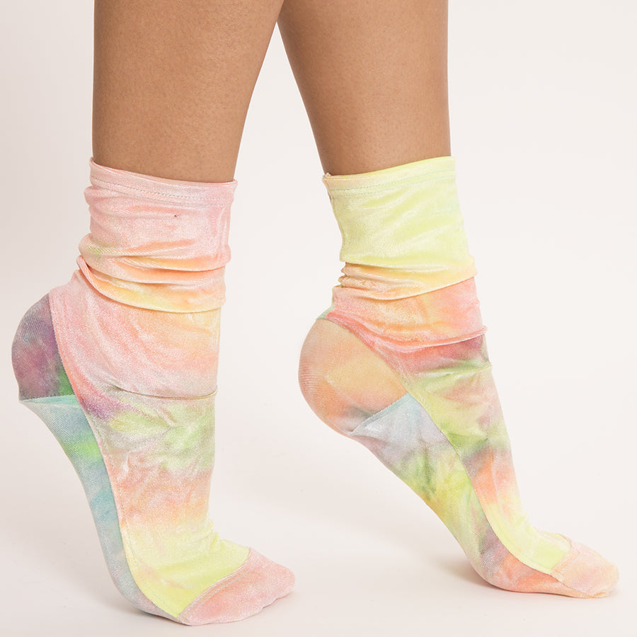 Darner Rainbow Tie-Dye Velvet Socks - Darner Socks 