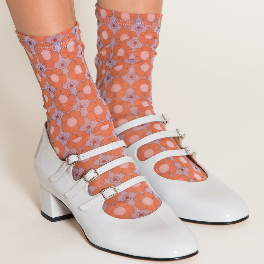 Darner Lavender Daisy Mesh Socks - Darner Socks 