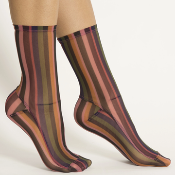 Darner Olive Stripes Mesh Socks